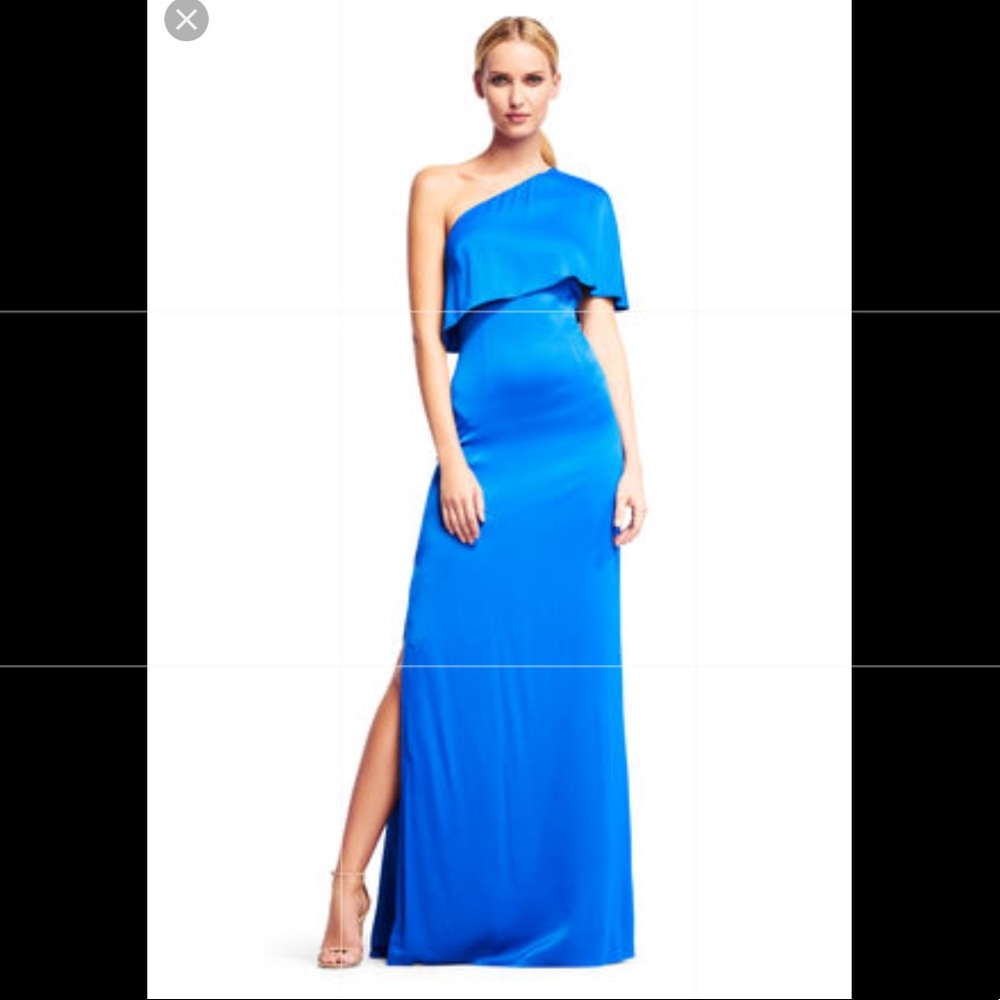 Aidan Mattox one shoulder blue dress